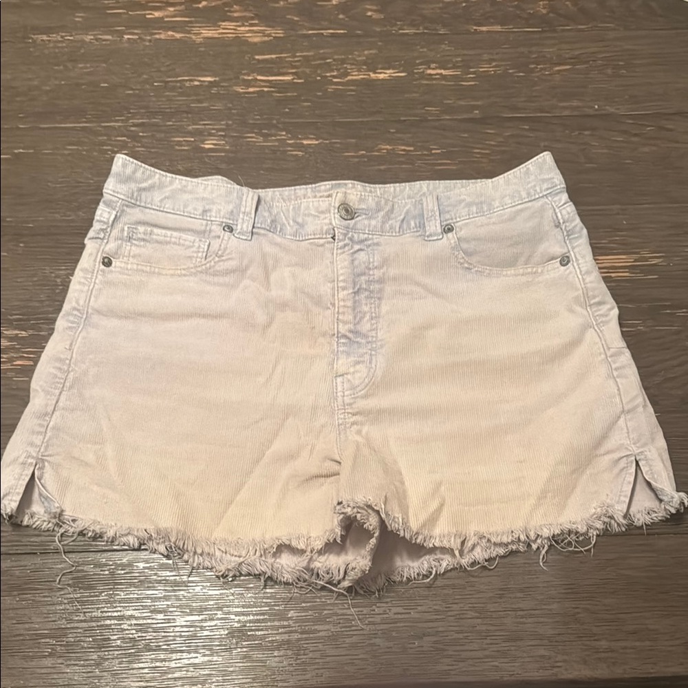American Eagle Outfitters Light Blue Jean Corduroy Shorts Frayed Hem